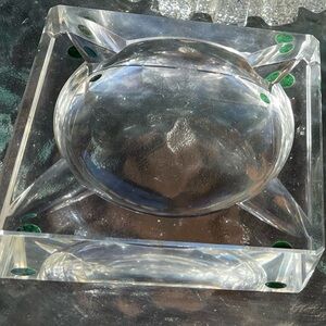 Vintage Mid-Century MCM Clear Square Glass Ashtray 5” 2lbs